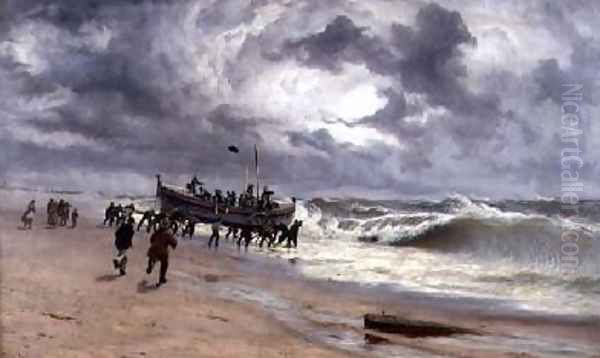 Launch of the Life Boat Oil Painting by Thomas Rose Miles