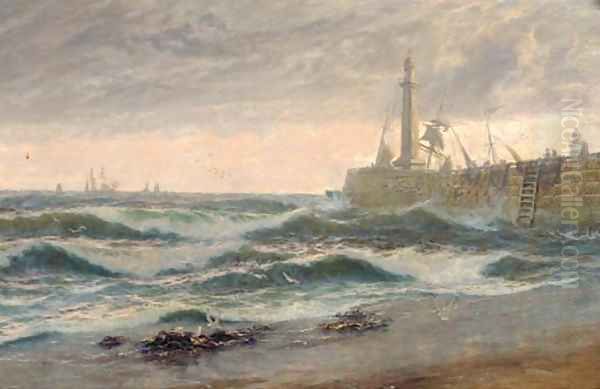 Windy morning, Whitby Sands Oil Painting by Thomas Rose Miles