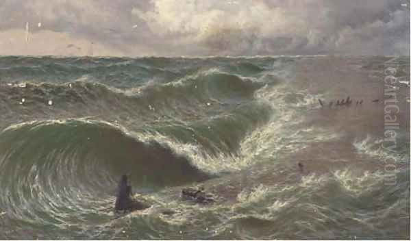 A Coming storm, Ebb-tide on the Goodwin Sands Oil Painting by Thomas Rose Miles