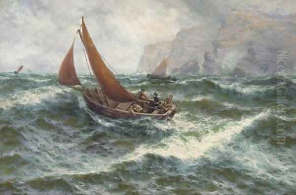 Polack fishers. Cliffs of Mohur, County Clare Oil Painting by Thomas Rose Miles