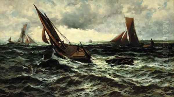 Shipping in a swell Oil Painting by Thomas Rose Miles