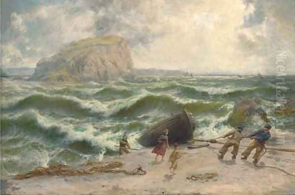 Wind and sea rising. Knock-na carra, Galway Bay Oil Painting by Thomas Rose Miles