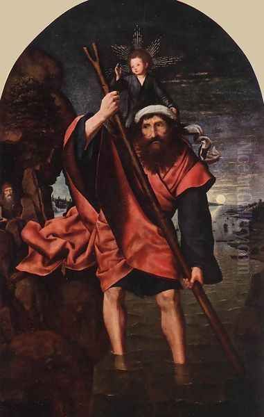 St Christopher Oil Painting by Workshop of Quentin Massys