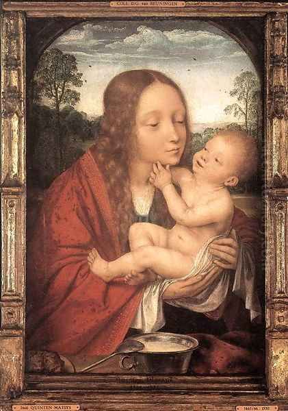 Virgin and Child in a Landscape 2 Oil Painting by Workshop of Quentin Massys