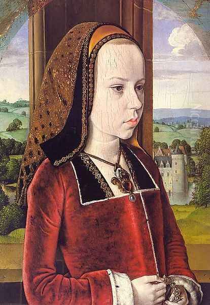 Portrait of Margaret of Austria (Portrait of a Young Princess) 1490-91 Oil Painting by Master of Moulins (Jean Hey)