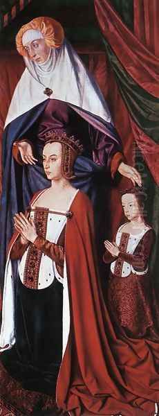 Anne de France, Wife of Pierre de Bourbon 1498-99 Oil Painting by Master of Moulins (Jean Hey)