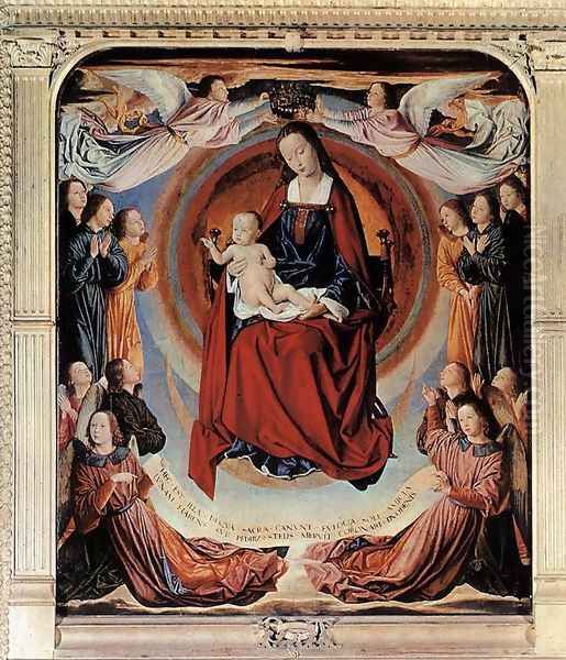 The Moulins Triptych (central panel) 1498-99 Oil Painting by Master of Moulins (Jean Hey)