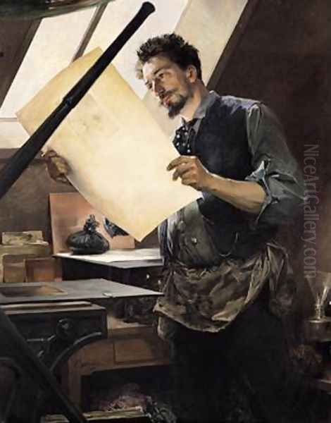 Felicien Rops 1833-98 in his studio Oil Painting by Paul Mathey