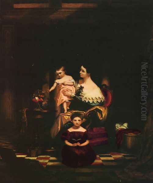 Mrs. Richard C. Morse and Her Two Children (Elizabeth Ann and Charlotte) Oil Painting by Samuel Finley Breese Morse