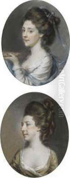 Two Portraits Of Ladies Oil Painting by Hugh Douglas Hamilton