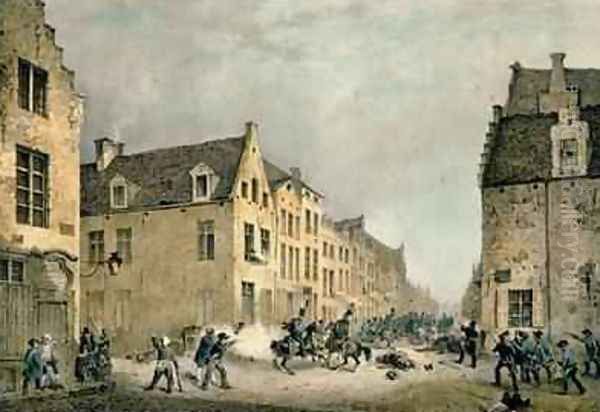 Diversion of a Dutch Division at the Porte de Flandre Oil Painting by Jean-Baptiste Madou