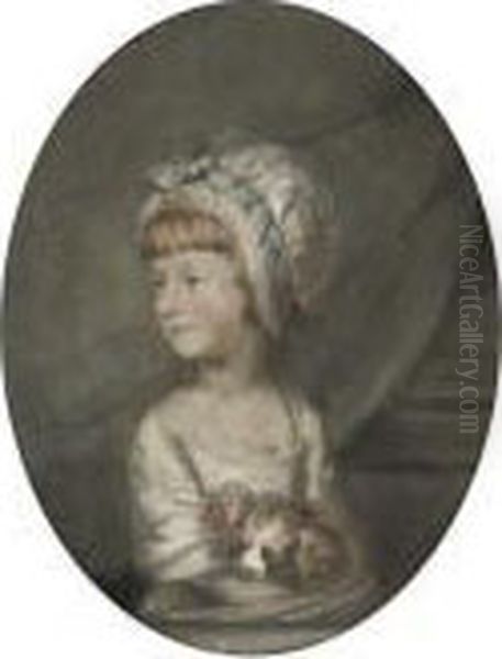 Portrait Of A Young Girl With Her Dog Oil Painting by Hugh Douglas Hamilton