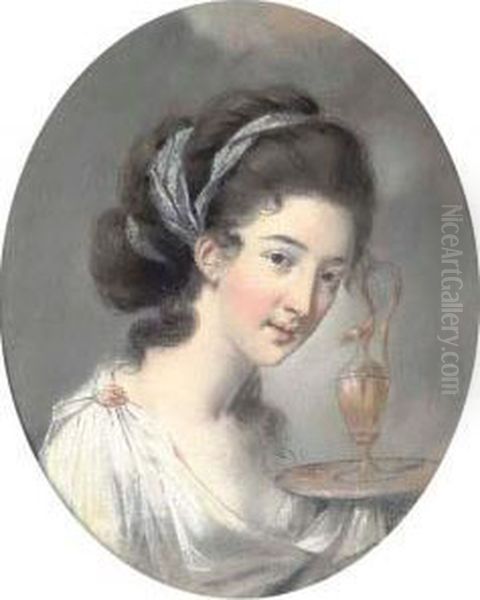 Portrait Of Lady Loft As Hebe, Goddess Of Youth Oil Painting by Hugh Douglas Hamilton