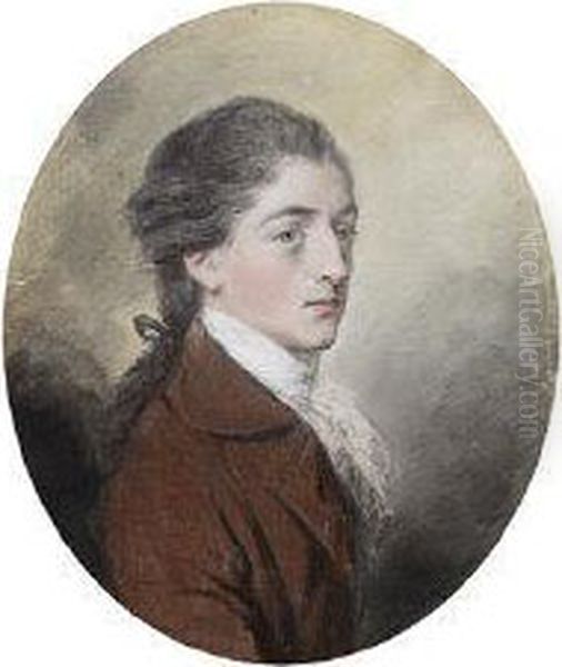 Portrait Of A Gentleman Wearing A Brown Coat Oil Painting by Hugh Douglas Hamilton