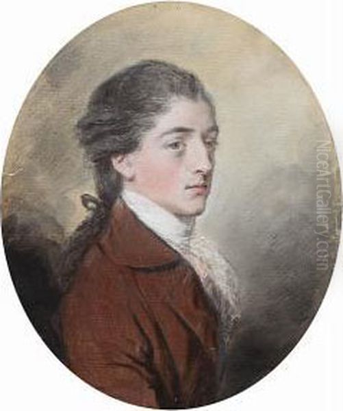 A Portrait Of A Gentleman Wearing A Brown Coat Oil Painting by Hugh Douglas Hamilton