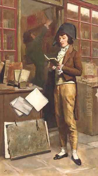 At the bookshop Oil Painting by Jean-Baptiste Madou