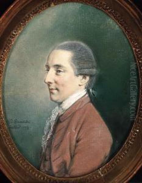 A Portrait Of The Earl Of Seaforth, Half-length Wearing A Browntunic Oil Painting by Hugh Douglas Hamilton