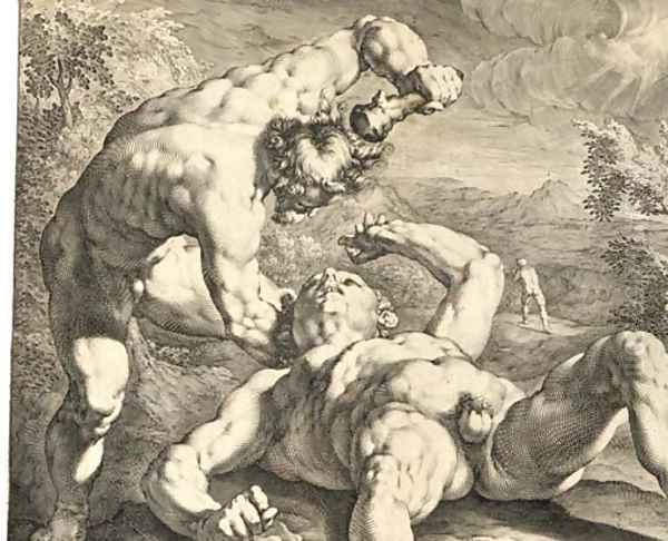 Cain killing Abel, after C. van Haarlem Oil Painting by Jan Muller