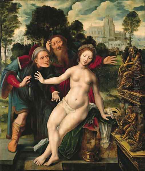 Susannah and the Elders Oil Painting by Jan Massys