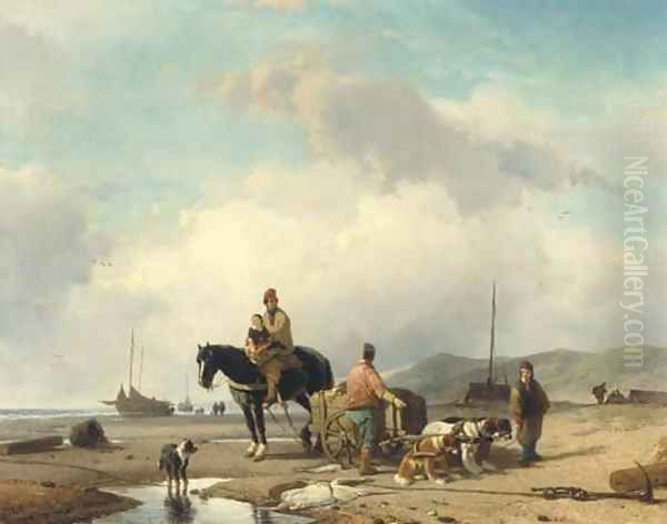 Collecting the daily catch Oil Painting by Joseph Jodocus Moerenhout