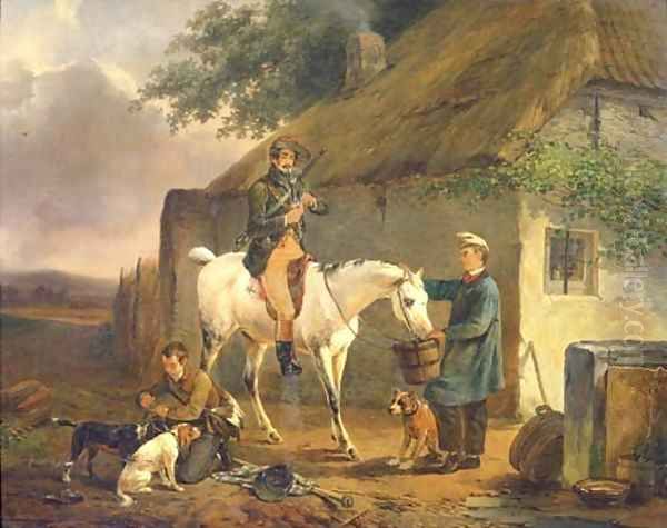 A pause from the hunt Oil Painting by Joseph Jodocus Moerenhout