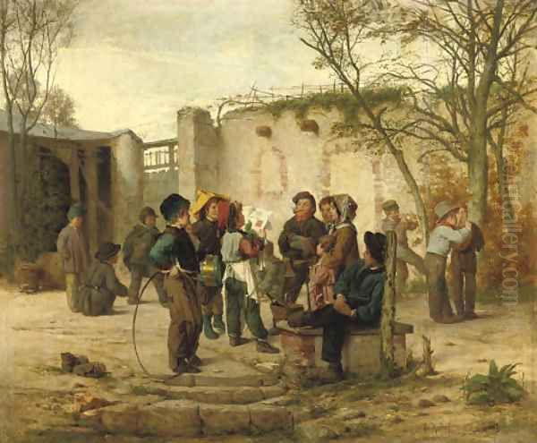 Playground politics Oil Painting by Antoine Edouard Joseph Moulinet