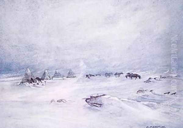 A Blizzard on the Barrier Oil Painting by George Marston