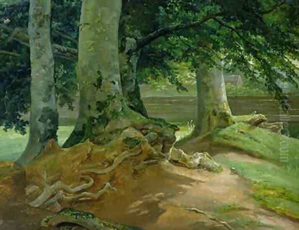 Beech Trees in Frederiksdal near Copenhagen 1828 Oil Painting by Christian Morgenstern