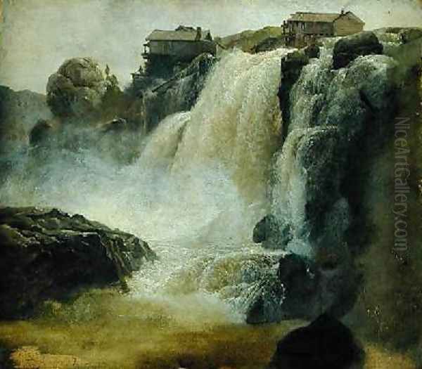 Haugfoss in Norway 1827 Oil Painting by Christian Morgenstern