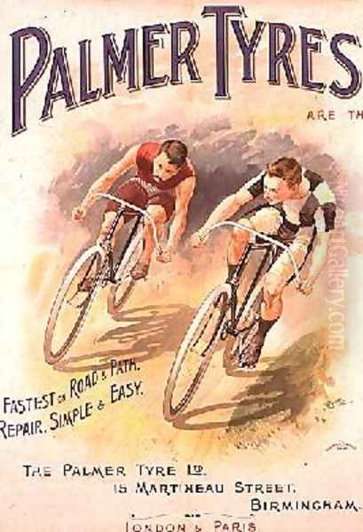 Poster advertising the Palmer Tyres 1890 Oil Painting by T. Moore