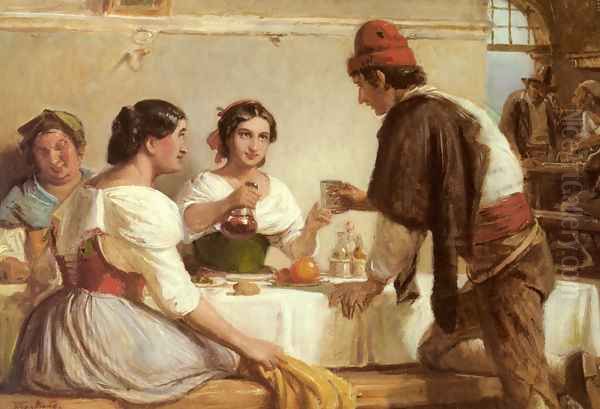 A Welcome Refreshment Oil Painting by Nicolai Wilhelm Marstrand