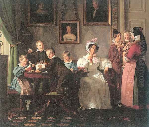 The Waagpetersen Family 1836 Oil Painting by Nicolai Wilhelm Marstrand