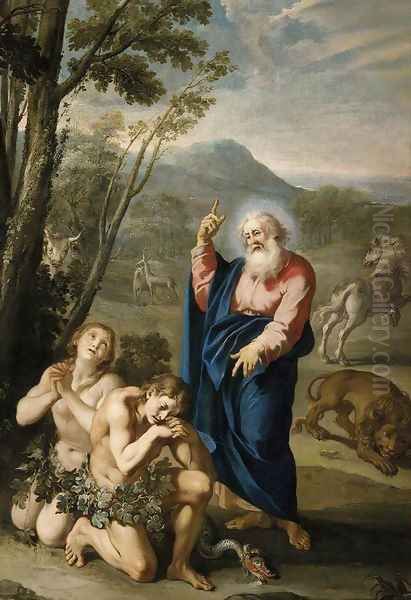 Expulsion of Adam and Eve Oil Painting by Aureliano Milani