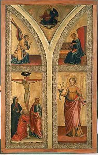 Altar wing depicting the Crucifixion St Dorothy and other saints 1420 Oil Painting by di Nardo Mariotto