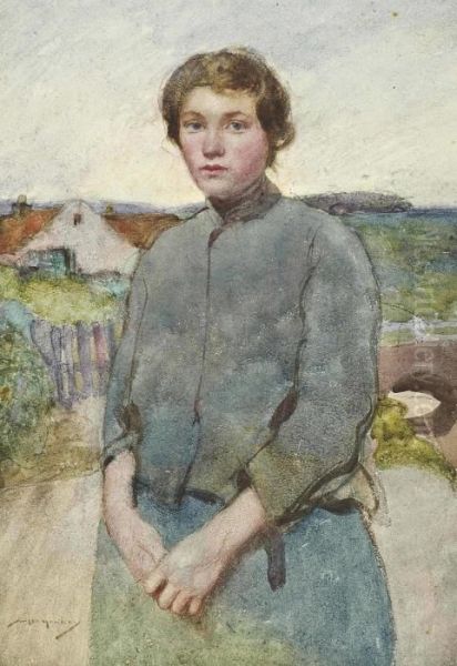 Portrait Of A Young French Farmworker by William Lee Hankey