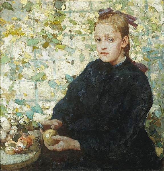 A Young Girl Peeling An Apple by William Lee Hankey