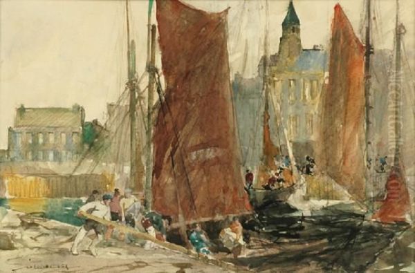 Boats At Dock by William Lee Hankey