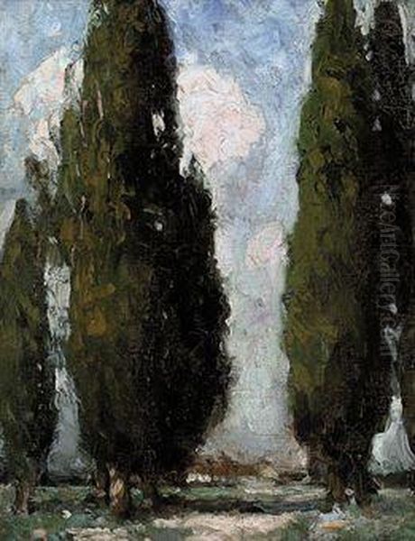 Lombardy Poplars by William Lee Hankey