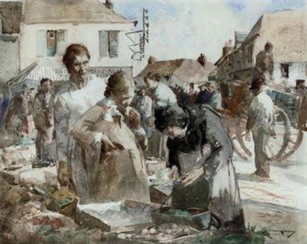 The Market, Samer, Pas-de-calais by William Lee Hankey