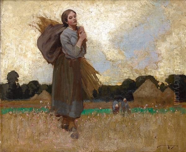 Carrying The Corn Oil Painting by William Lee Hankey