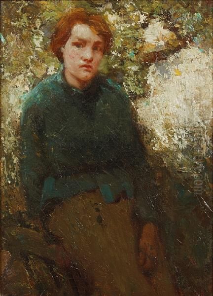 A Normandy Peasant Girl Oil Painting by William Lee Hankey