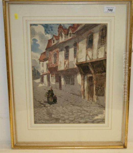 Old Houses, Rouen Oil Painting by William Lee Hankey