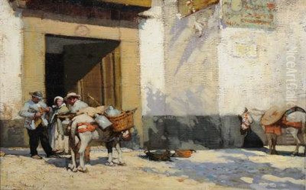 Vendors At A Doorway. Oil Painting by William Lee Hankey