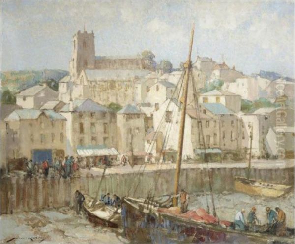 Low Tide Brixham Oil Painting by William Lee Hankey