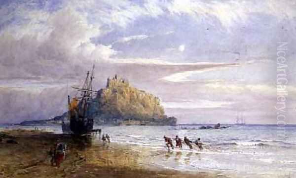 A September Evening St Michaels Mount Cornwall Oil Painting by John Mogford