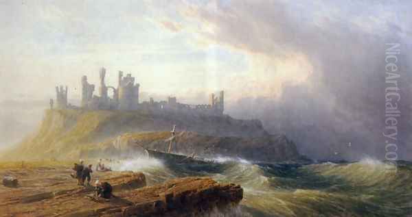 Dunstanborough Castle, Northumberland Oil Painting by John Mogford