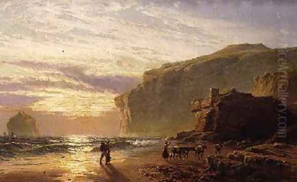 Off the Cornish Coast or Trebariwith Strand Oil Painting by John Mogford