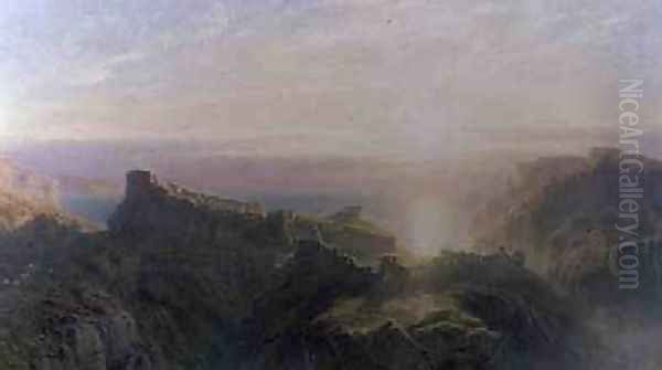 Sunset at Tintagel 1871 Oil Painting by John Mogford