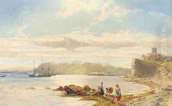 Mount Edgecombe from Mount Batten, Plymouth Oil Painting by John Mogford