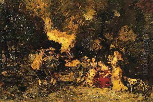 Garden Party Oil Painting by Adolphe Joseph Thomas Monticelli